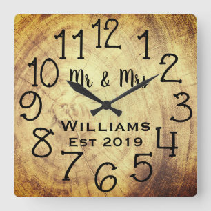 Reloj Cuadrado Personalizado ruso personalizado de madera marrón