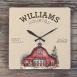 Reloj Cuadrado Personalizado Rustic Farmhouse<br><div class="desc">Un rústico granero acuático hace de estos relojes personalizados perfectos para las casas de campo y de campo. Estos hacen grandes Navidades,  el calentamiento de la casa o regalos de pareja.</div>