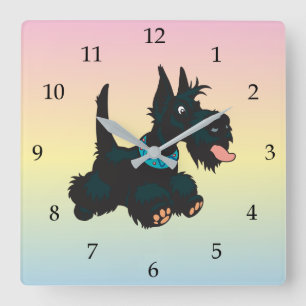 Reloj Cuadrado Personalizado scottish terrier todo el día