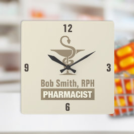 Reloj Cuadrado Personalizado Sepia Pharmacist Bowl de Hygieia