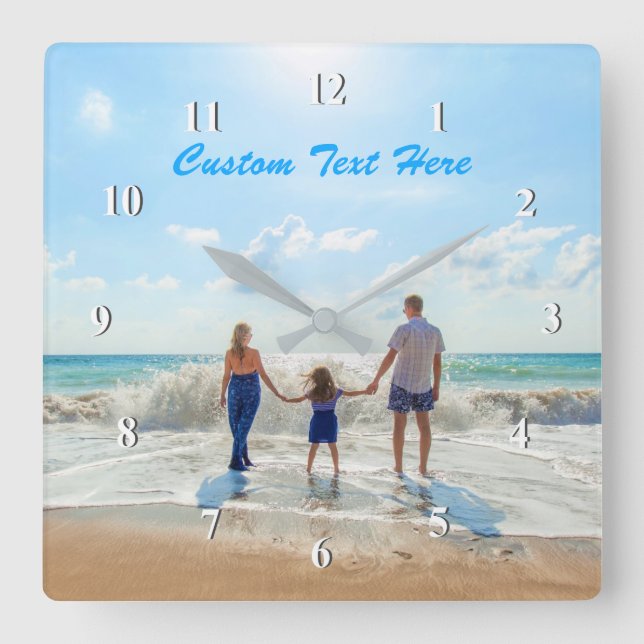 Reloj Cuadrado Personalizado Tu regalo personalizado de foto y re (Anverso)