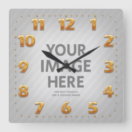 Reloj Cuadrado Personalizado Wall Clocks Square Photo Números de 
