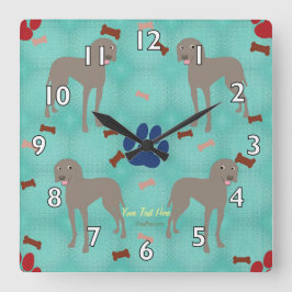 Reloj Cuadrado Personalizado Weimaraner