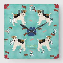 Reloj Cuadrado Personalizado Wire Fox Terrier