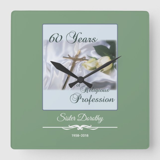 Reloj Cuadrado Personalizar, 60 años de profesión religiosa (Anverso)