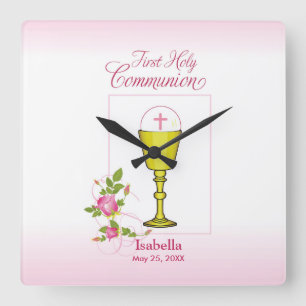 Reloj Cuadrado Personalizar el nombre del Chica Pink First Holy C