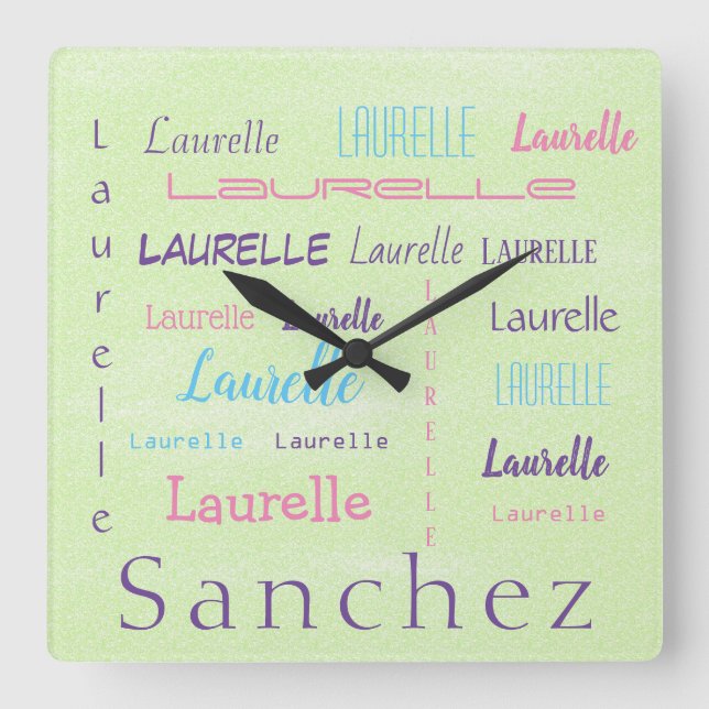 Reloj Cuadrado Personalized First Name Font Typeface Surname   (Anverso)