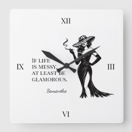 Reloj Cuadrado Personalized Glam Style Quote Design Wall Clock
