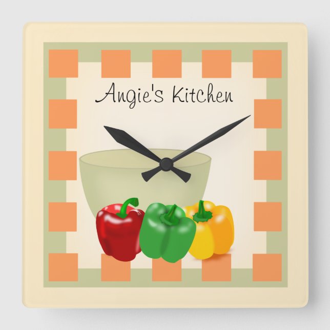 Reloj Cuadrado Personalized Kitchen Recipe Clock - Veggies (Anverso)