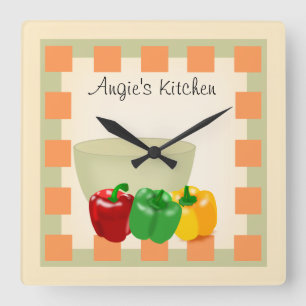 Reloj Cuadrado Personalized Kitchen Recipe Clock - Veggies