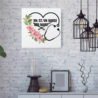 Reloj Cuadrado Personalized Student-Registered-Veteran Nurse Name