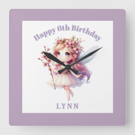 Reloj Cuadrado Personalized Whimsical Floral Fairy 