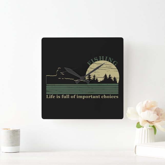 Reloj Cuadrado Pesca divertida diciendo (Hogar)