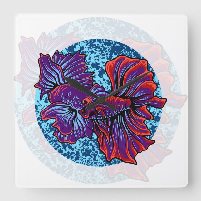Reloj Cuadrado Pescado Betta  (Anverso)