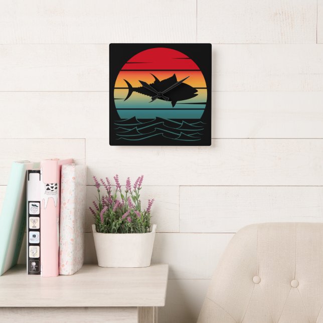 Reloj Cuadrado Pescado de atún vintage (Sala de lectura)