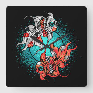 Reloj Cuadrado Pescado de oro 