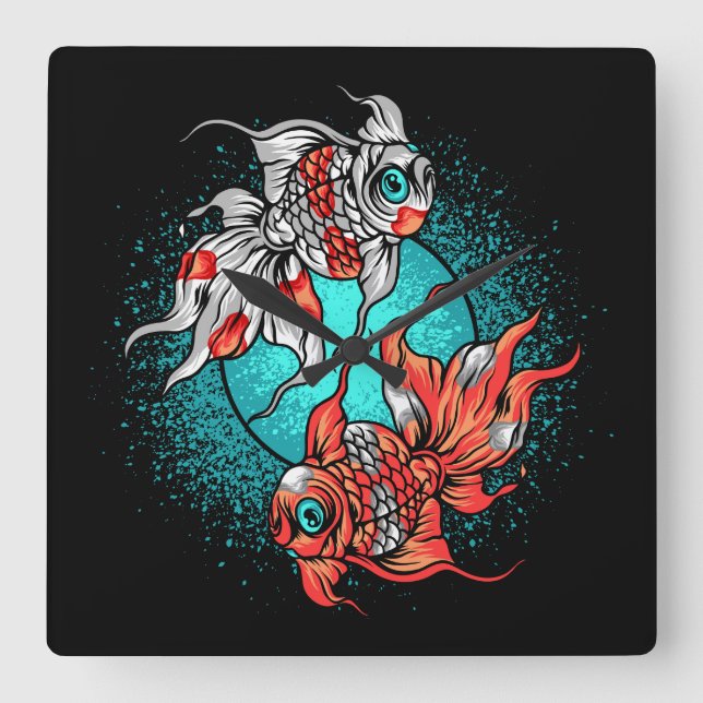 Reloj Cuadrado Pescado de oro (Anverso)