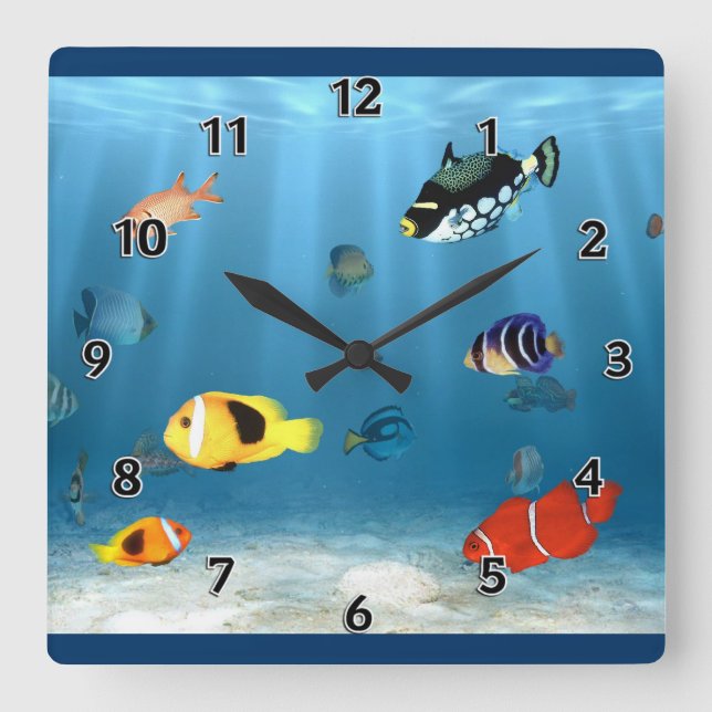 Reloj Cuadrado Pescado En El Océano (Anverso)