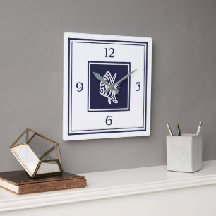 Reloj Cuadrado Pescado Tropical Nautical Square Wall Clock