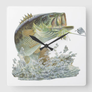Reloj Cuadrado Pescador de mano de mano de mano Largemouth Bass C