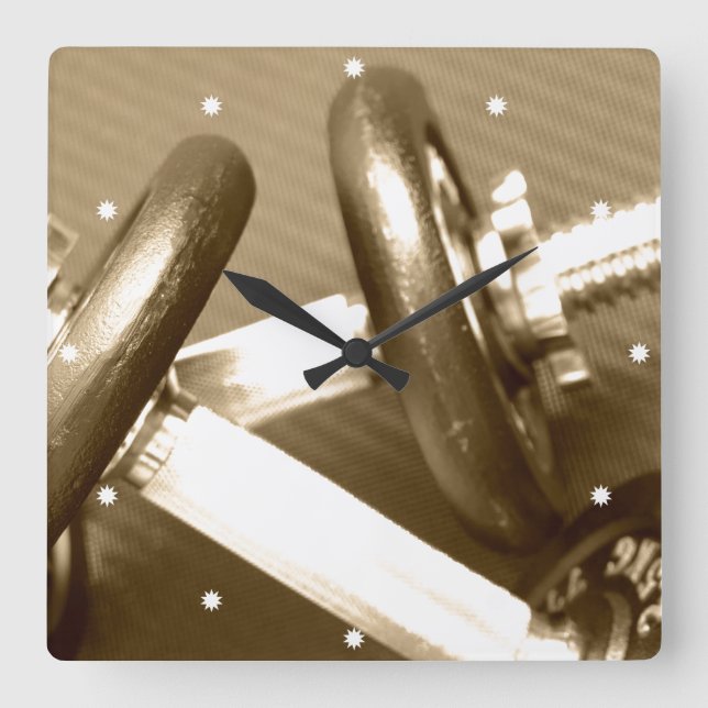 Reloj Cuadrado Pesos de la pesa de gimnasia del gimnasio (Anverso)