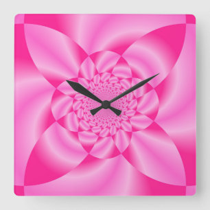 Reloj Cuadrado Pétalo rosado de la hoja