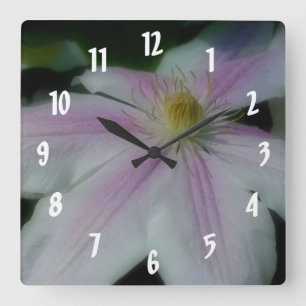 Reloj Cuadrado Pétalos de flor blanco clematis