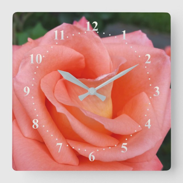 Reloj Cuadrado pétalos de rosa rosa rosa rosado (Anverso)