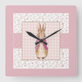 Reloj Cuadrado Peter el patrón de comprobación de conejo y floral