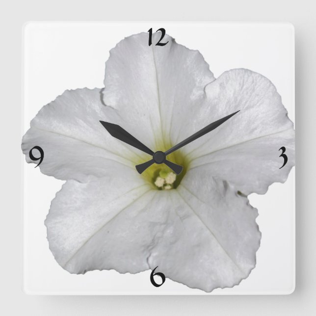 Reloj Cuadrado Petunia Flower Floral Christmas Decor White Cool (Anverso)