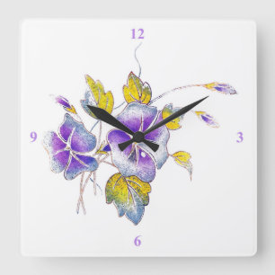 Reloj Cuadrado Petunias.
