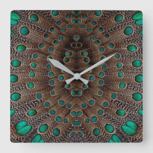 Reloj Cuadrado Pheasant Feather Fractal Design