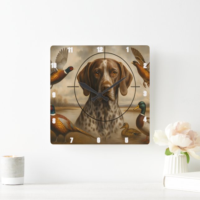 Reloj Cuadrado Pheasants Pheasants, cazadores de perros de aves (Hogar)