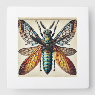 Reloj Cuadrado Philus dorsal view botanical illustration 051124IR