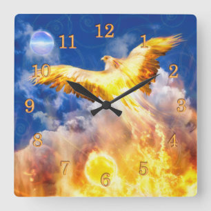 Reloj Cuadrado Phoenix Bird RISE POR ENCIMA DE SUS PROBLEMAS