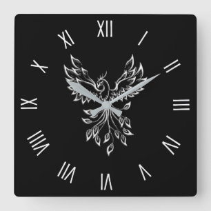 Reloj Cuadrado Phoenix Rises en Negro