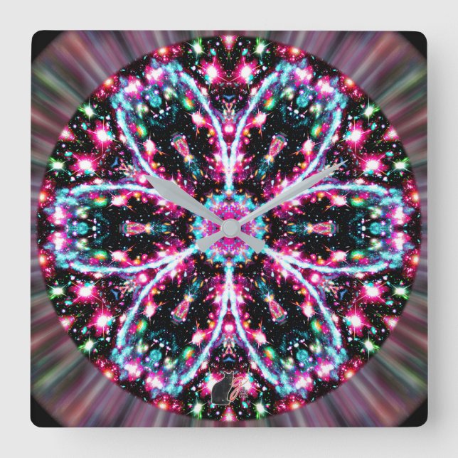 Reloj Cuadrado Phosphorescence Stellar Kaleid (Anverso)