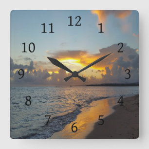 Reloj Cuadrado Photo 17 ocean sunset