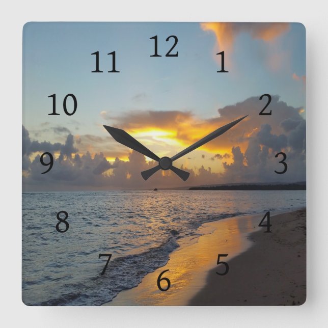 Reloj Cuadrado Photo 17 ocean sunset (Anverso)