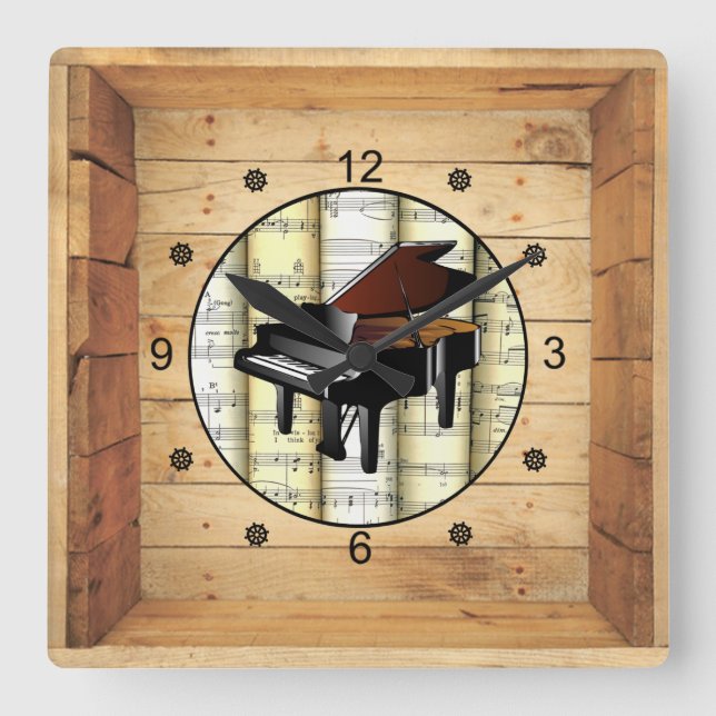 Reloj Cuadrado Piano ~ 3 Casilla de Arte Popular ~ ~ ~ (Anverso)