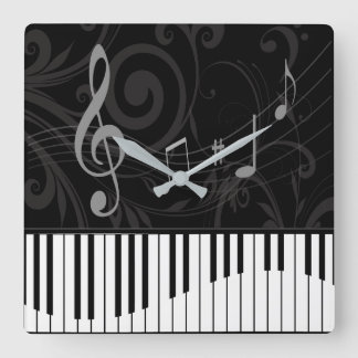 Reloj Cuadrado Piano caprichoso y notas musicales