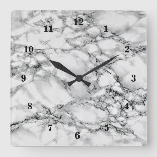 Reloj Cuadrado Piedra de mármol blanco de moda