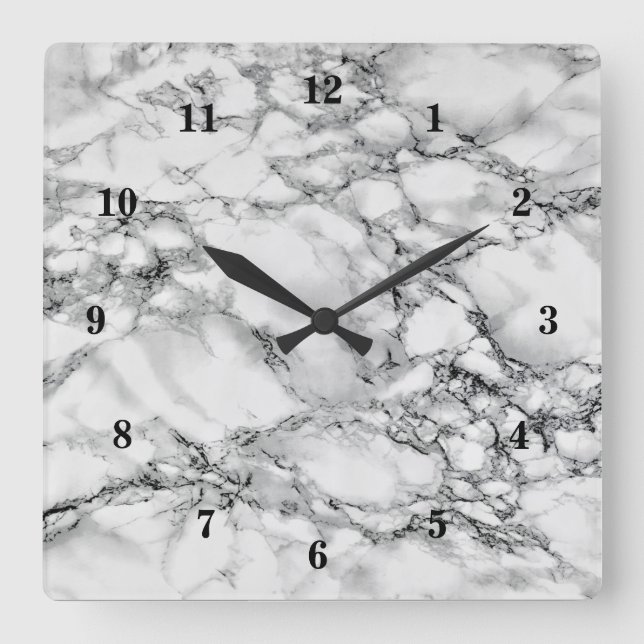 Reloj Cuadrado Piedra de mármol blanco de moda (Anverso)