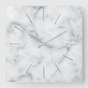 Reloj Cuadrado piedra de mármol blanco falso