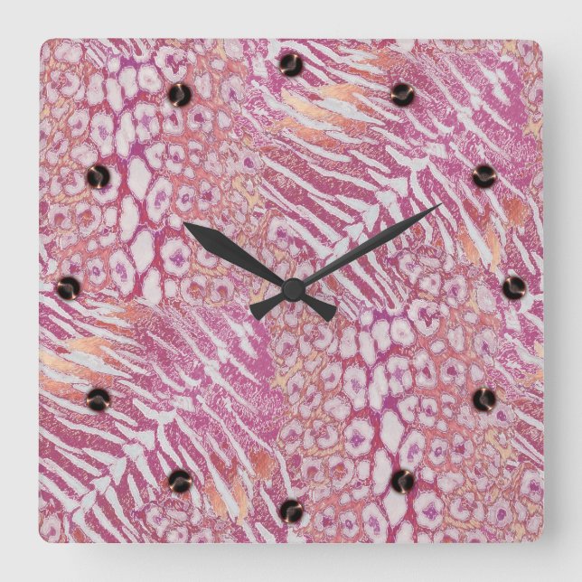 Reloj Cuadrado Piel de tigre leopardo (Anverso)