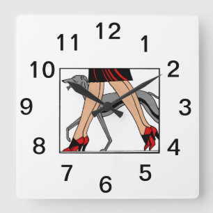 Reloj Cuadrado Piernas Art Deco Mujeres Galgo Lebrel Perro R