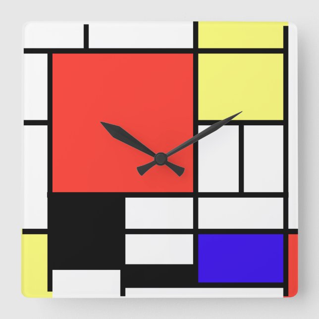 Reloj Cuadrado Piet Mondriaan , Composición de 1926 (Anverso)