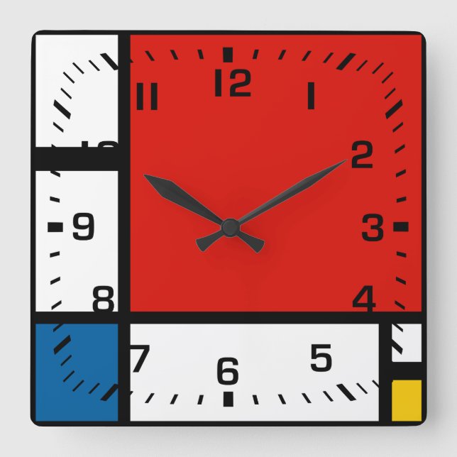 Reloj Cuadrado Piet Mondrian, composición ii (Anverso)