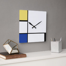Reloj Cuadrado Piet Mondrian - Resumen geométrico de la composici