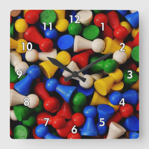 Reloj Cuadrado Pieza de Juego de Madera Fresca y Colorida